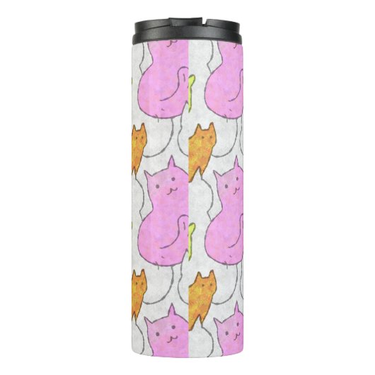 Cute Watercolor Cats Doodle Pattern タンブラー (裏面)