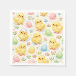 Cute Watercolor Chick Easter Brunch Paper Napkins スタンダードカクテルナプキン