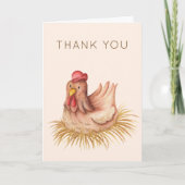 Cute Watercolor Chicken サンキューカード (正面)