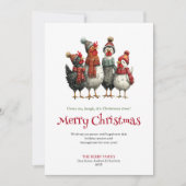 Cute Watercolor Chickens Christmas Greeting Card シーズンカード (正面)