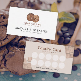 Cute Watercolor Chocolate Cookie Bakery Loyalty 名刺