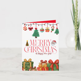 Cute Watercolor Christmas Gifts Folded Card カード