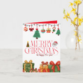 Cute Watercolor Christmas Gifts Folded Card カード (黄色い花)