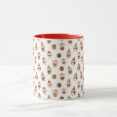 Cute Watercolor Christmas Pattern - Elves Penguins マグカップ (中央)