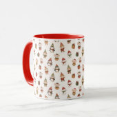 Cute Watercolor Christmas Pattern - Elves Penguins マグカップ (正面左)