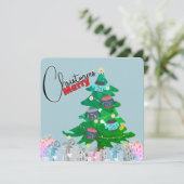 Cute Watercolor Christmas Tree Merry Christmas  シーズンカード (スタンド正面)