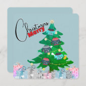 Cute Watercolor Christmas Tree Merry Christmas  シーズンカード (正面/裏面)