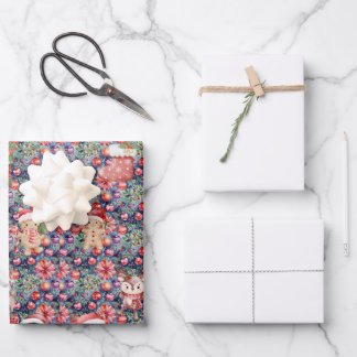 Cute Watercolor Christmas Wrapping Paper | Santa,  ラッピングペーパーシート