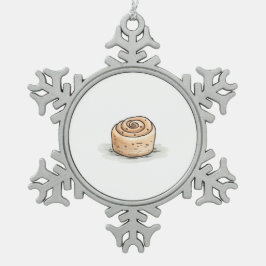 Cute Watercolor Cinnamon Roll スノーフレークピューターオーナメント