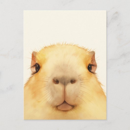 Cute Watercolor Close Up Capybara Face ポストカード (正面)