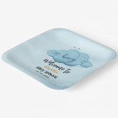 Cute Watercolor Cloud Baby Boy Shower ペーパープレート (傾斜あり)