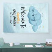 Cute Watercolor Cloud Baby Boy Shower 横断幕 (トレードショー)