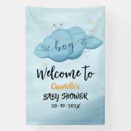 Cute Watercolor Cloud Baby Boy Shower 横断幕