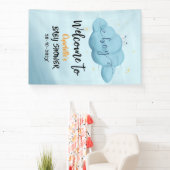 Cute Watercolor Cloud Baby Boy Shower 横断幕 (インサイチュ)