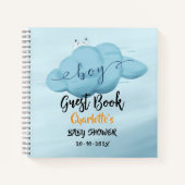 Cute Watercolor Cloud Baby Boy Shower Guest Book ノートブック (正面)