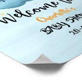 Cute Watercolor Cloud Baby Boy Shower Welcome ポスター (角)