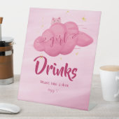 Cute Watercolor Cloud Baby Girl Shower Drinks 台座サイン (インサイチュ)