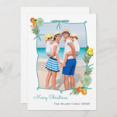 Cute Watercolor Coastal Christmas Photo シーズンカード (正面/裏面)