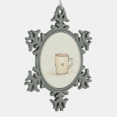 Cute Watercolor Coffee Cup With A Heart スノーフレークピューターオーナメント (左)