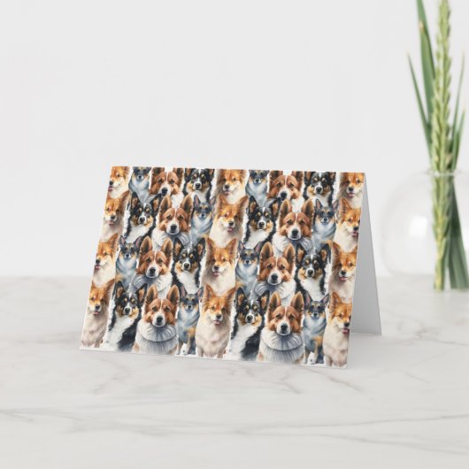 Cute Watercolor Corgi Dog Pattern カード (正面)