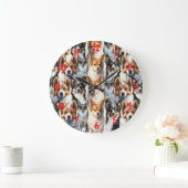 Cute Watercolor Corgi Dog Pattern                  ラージ壁時計 (ホーム)