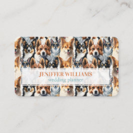 Cute Watercolor Corgi Dog Pattern                  名刺