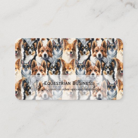 Cute Watercolor Corgi Dog Pattern 名刺 (正面)