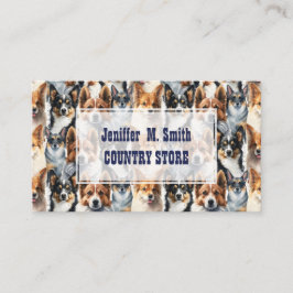 Cute Watercolor Corgi Dog Pattern                  名刺