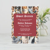 Cute Watercolor Corgi Dog Pattern 招待状 (スタンド正面)