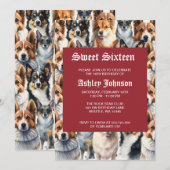 Cute Watercolor Corgi Dog Pattern 招待状 (正面/裏面)