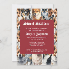 Cute Watercolor Corgi Dog Pattern                  招待状