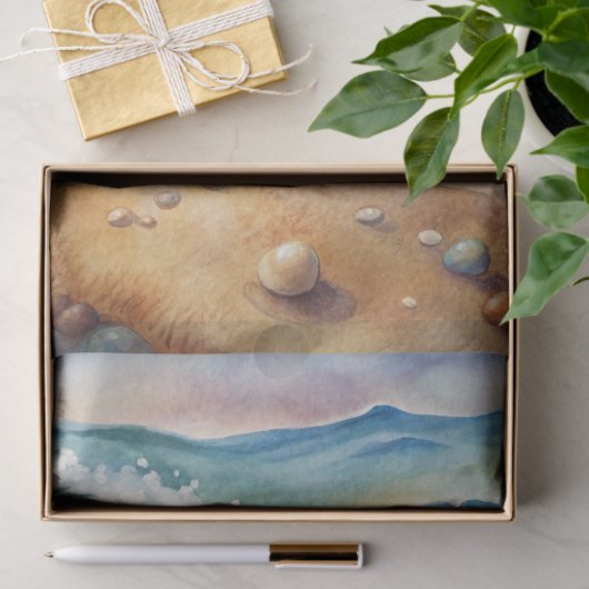 Cute Watercolor Crab on Beach Decoupage 薄葉紙 (ギフト)