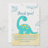 Cute Watercolor Dinosaur Baby shower サンキューカード (正面)