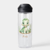 Cute Watercolor Dinosaur Personalized Kids ウォーターボトル (背面)