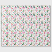 Cute Watercolor Dinosaurs Prehistoric Dino Pattern ラッピングペーパー (フラット)
