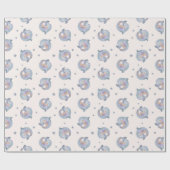 Cute Watercolor Dolphin and Stars Seamless Pattern ラッピングペーパー (フラット)