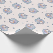 Cute Watercolor Dolphin and Stars Seamless Pattern ラッピングペーパー (角)