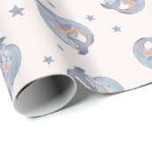 Cute Watercolor Dolphin and Stars Seamless Pattern ラッピングペーパー (ロールコーナー)