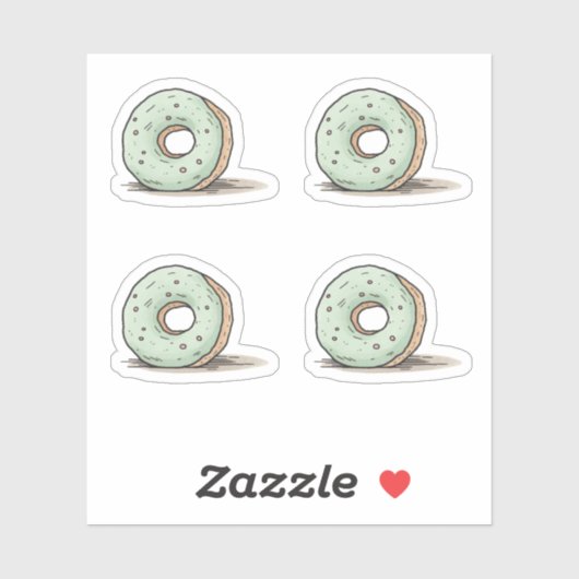 Cute Watercolor Donut シール (シート)