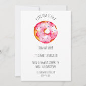 Cute watercolor Donut pink Glaze birthday 招待状 (正面)
