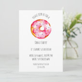 Cute watercolor Donut pink Glaze birthday 招待状 (スタンド正面)