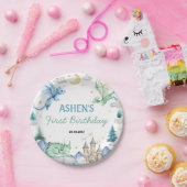 Cute Watercolor Dragon Birthday ペーパープレート (パーティー)