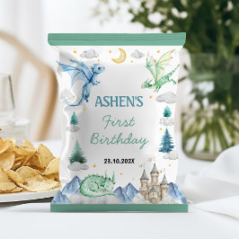 Cute Watercolor Dragon Birthday Chip Bag Wrapper チラシ