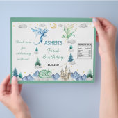 Cute Watercolor Dragon Birthday Chip Bag Wrapper チラシ (手)