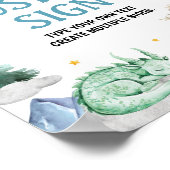 Cute Watercolor Dragon Birthday Party Table Sign ポスター (角)