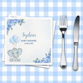 Cute Watercolor Elephant baby shower Boy スタンダードカクテルナプキン