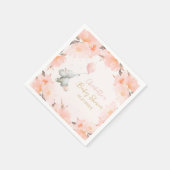Cute Watercolor Elephant Floral Girl Baby Shower スタンダードカクテルナプキン (角)