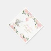 Cute Watercolor Elephant Floral Girl Baby Shower スタンダードカクテルナプキン (角)
