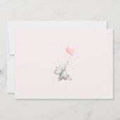 Cute Watercolor Elephant Floral Girl Baby Shower 招待状 (裏面)