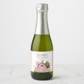 Cute Watercolor Farm Animals Baby Shower スパークリングワインラベル (正面)